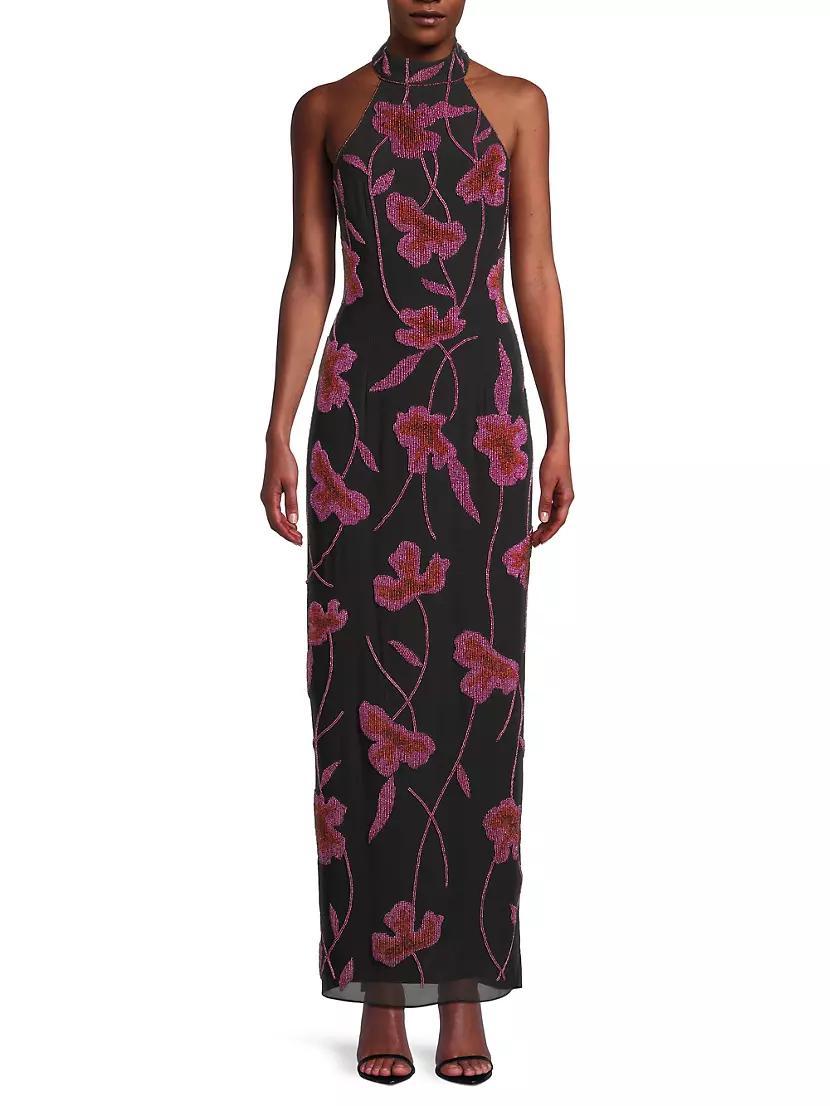 Floral Beaded Trapeze Maxi Dress Product Image