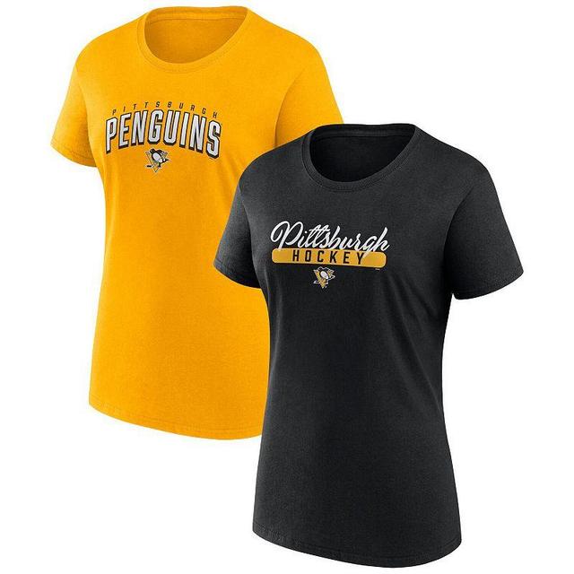 Womens Fanatics Branded /Gold Pittsburgh Penguins Two-Pack Fan T-shirt Set Product Image