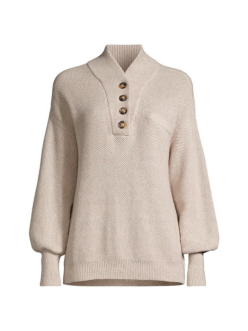 Womens Cozy Cotton-Blend Henley Sweater Product Image