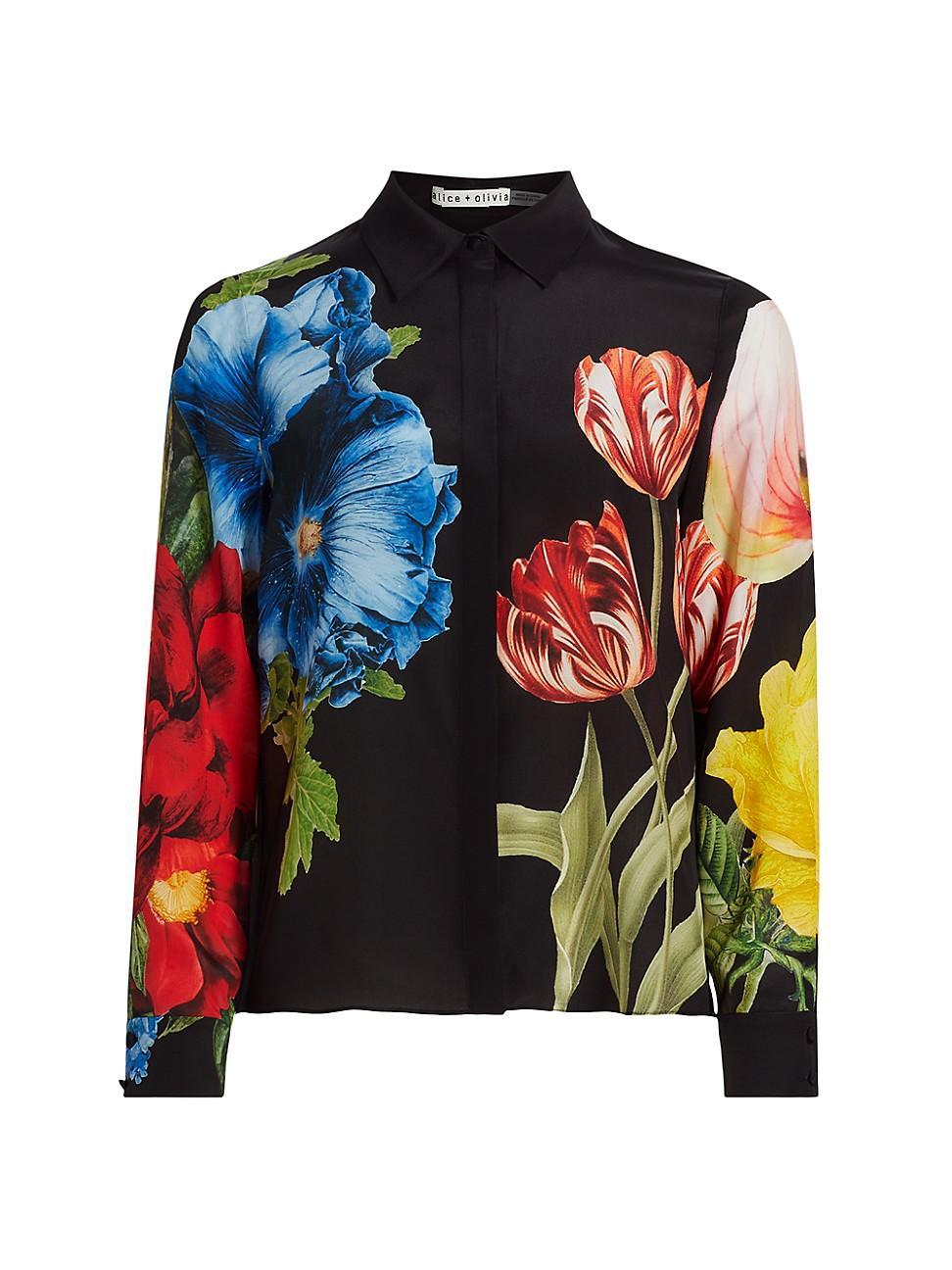 Womens Willa Floral Silk Blouse Product Image