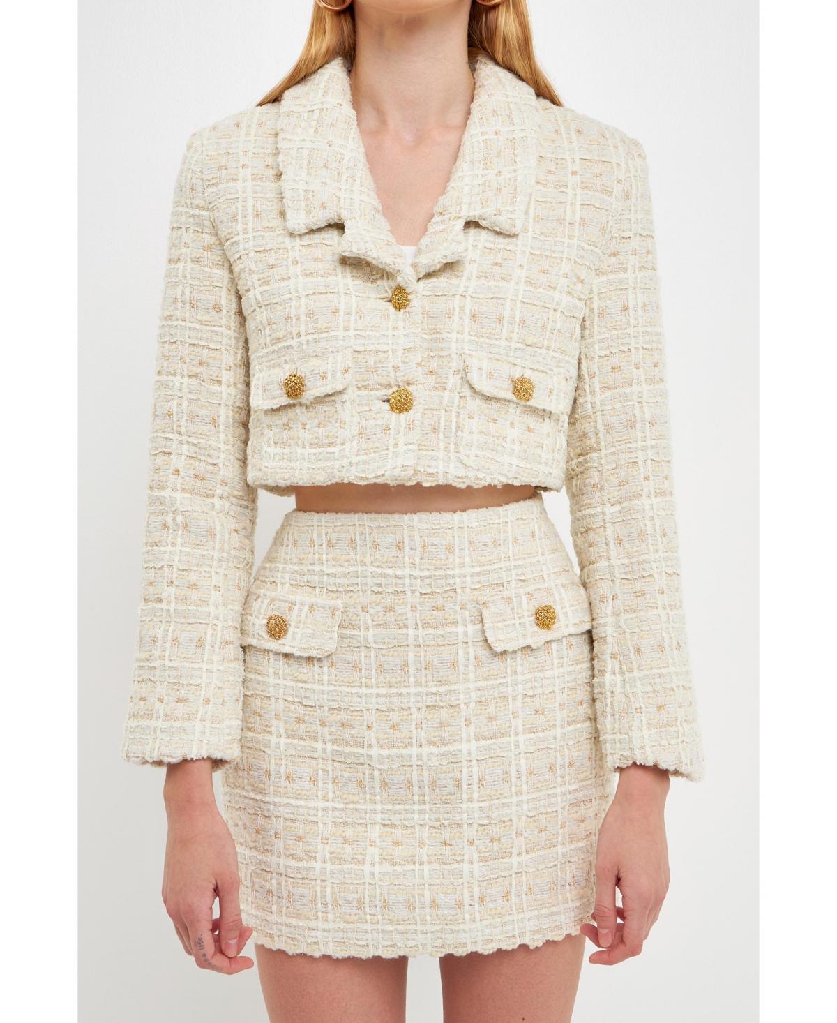 Womens Cropped Tweed Jacket Product Image