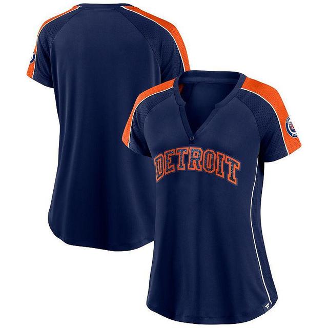 Womens Fanatics Branded /Orange Detroit Tigers True Classic League Diva Pinstripe Raglan V-Neck T-Shirt Blue Product Image