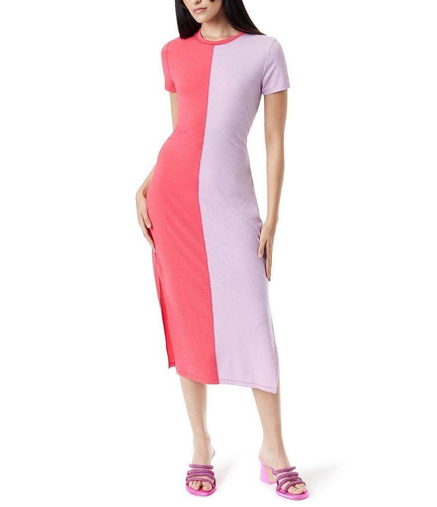 Circus NY Tabatha Short Sleeve Colorblock Side Slit Midi Dress Product Image