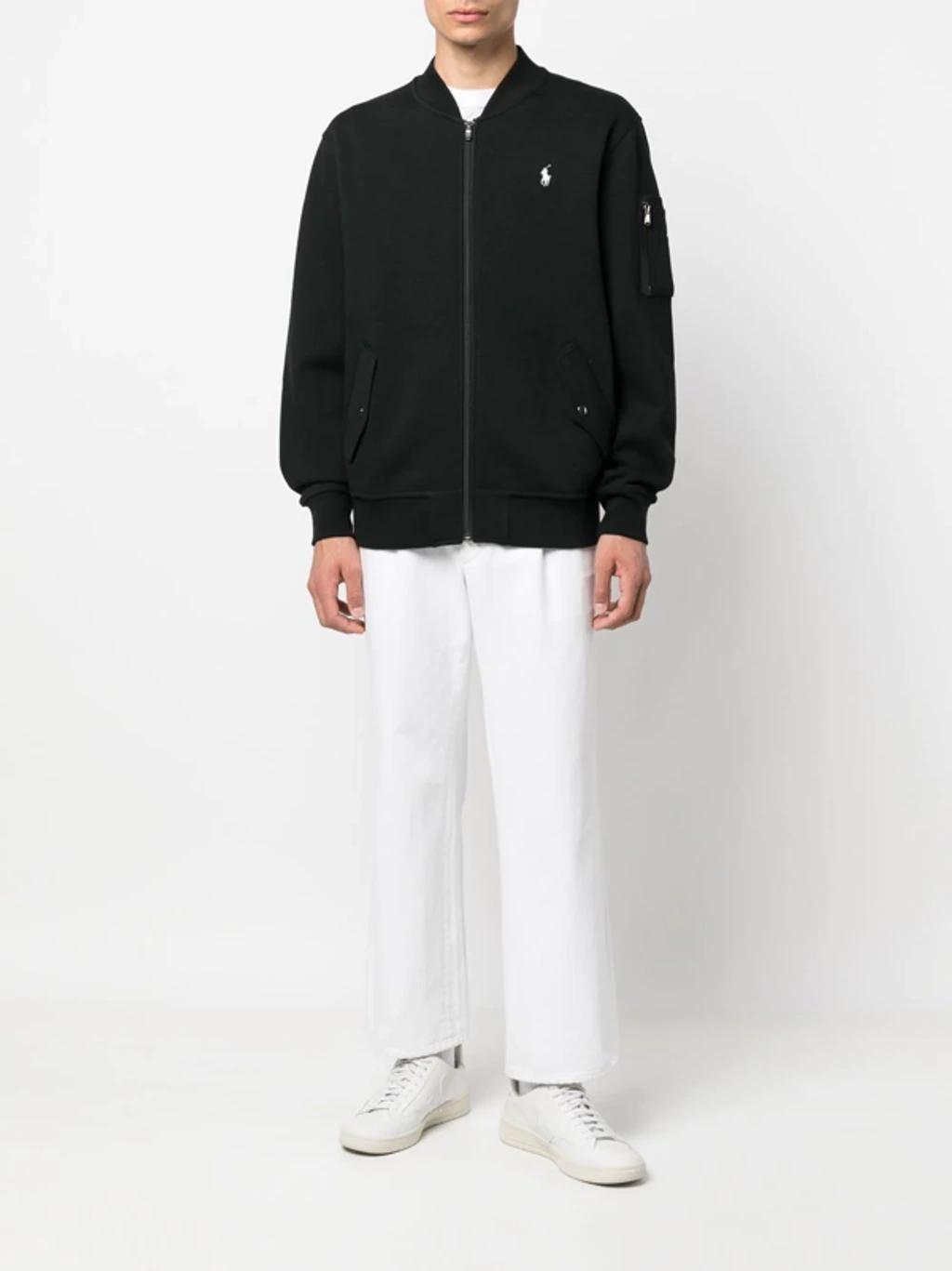 POLO RALPH LAUREN Logo-embroidered Zip-up Pullover In Schwarz Product Image