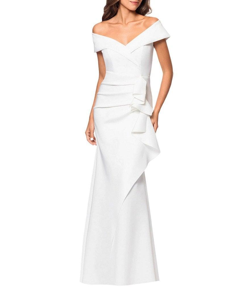 Xscape Stretch Off-the-Shoulder Short Sleeve Mermaid Gown with Ruffle Product Image