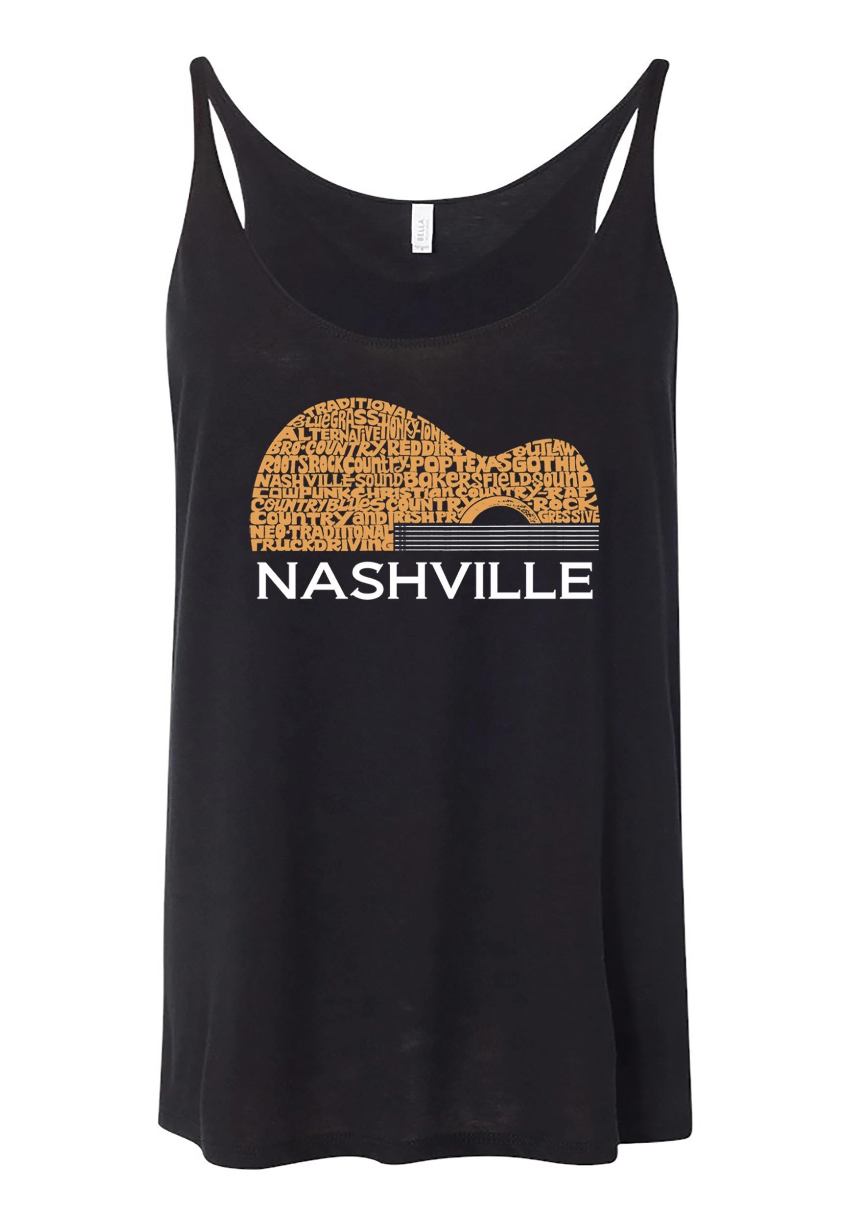 LA Pop Art Women's Nashville Guitar Premium Word Art Tank Product Image