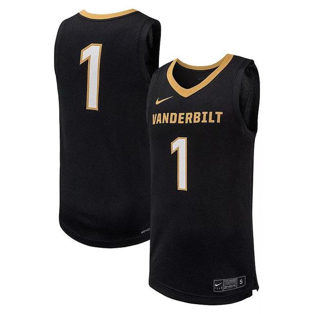 Nike Mens 1 Black Vanderbilt Commodores Replica Basketball Jersey - Black Product Image