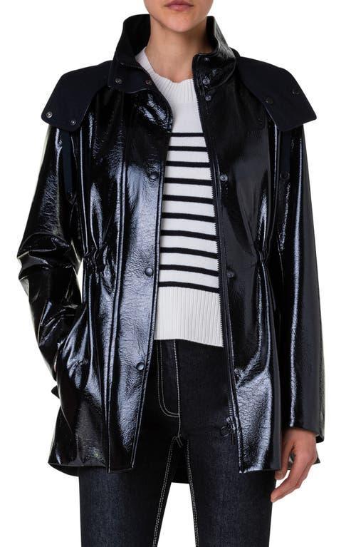 Akris punto Faux Leather Hooded Jacket Product Image