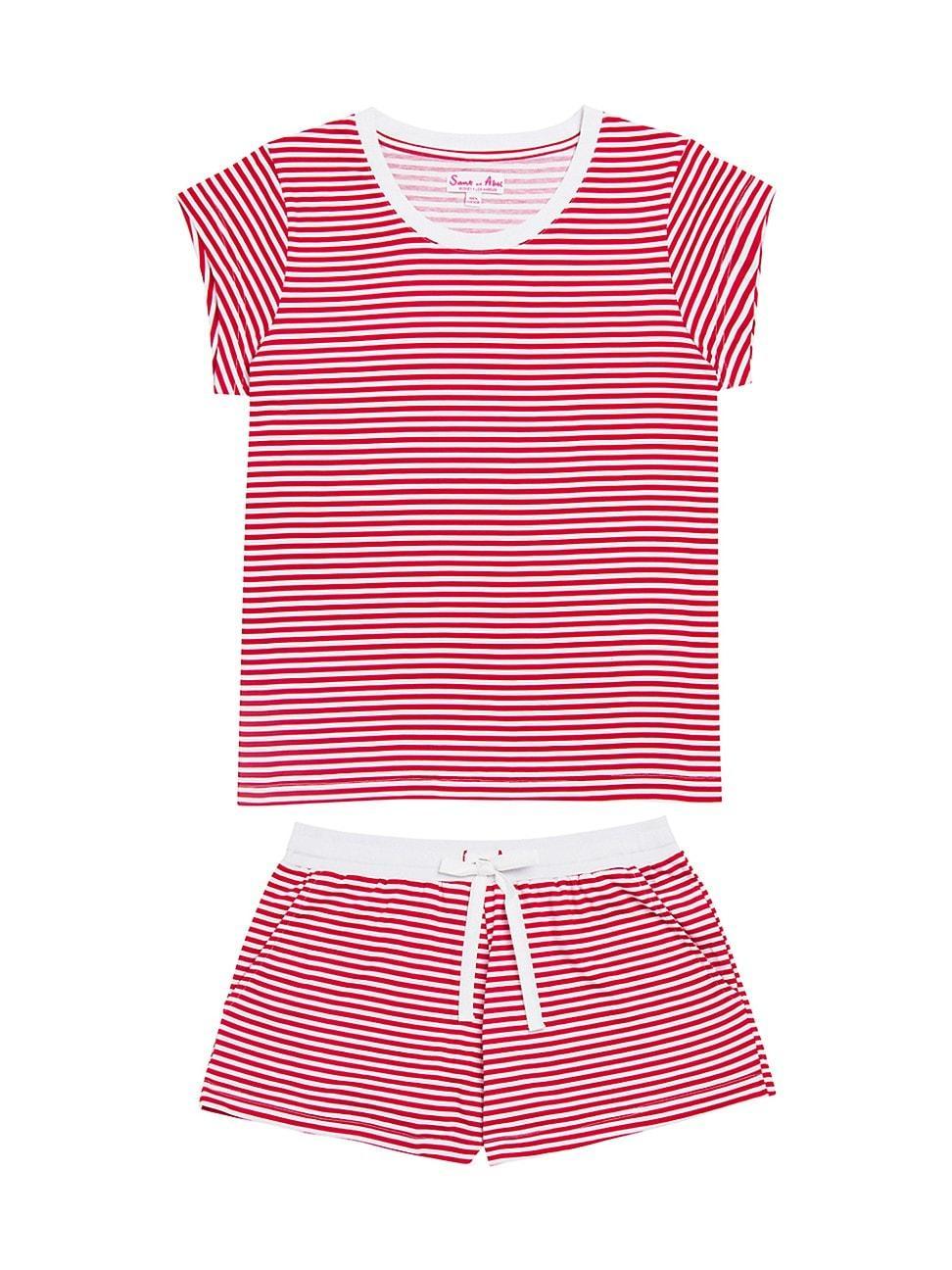 Womens Stripe Jersey Short Pajama Set Product Image