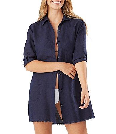 Tommy Bahama Lucia Linen Blend Boyfriend Shirt Product Image