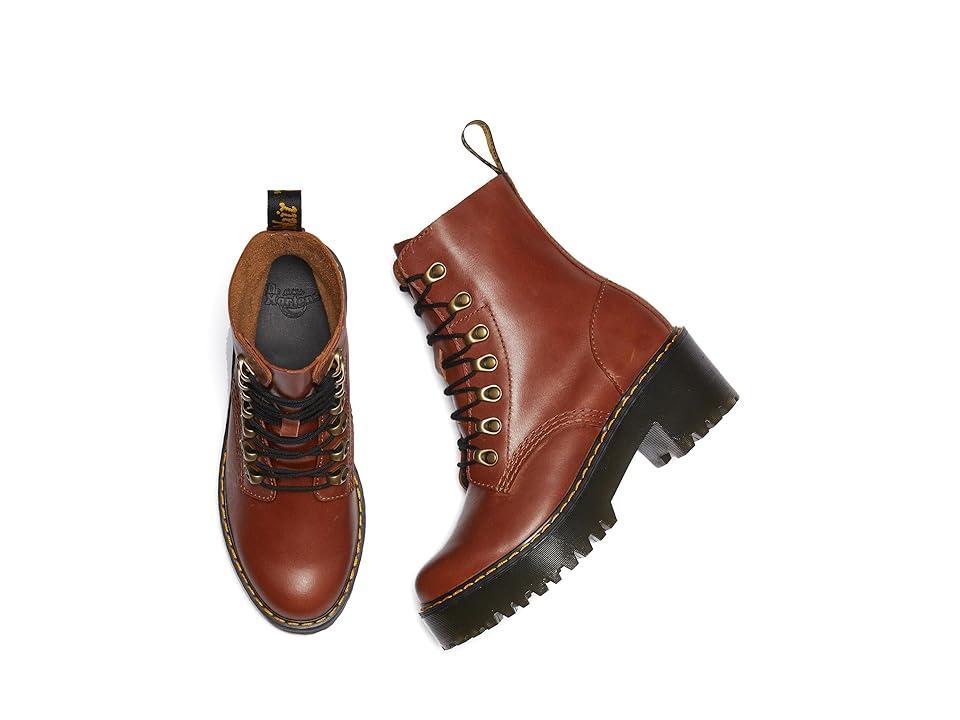 Dr. Martens Womens Leona Farrier Leather Platform Heel Combat Boots Product Image