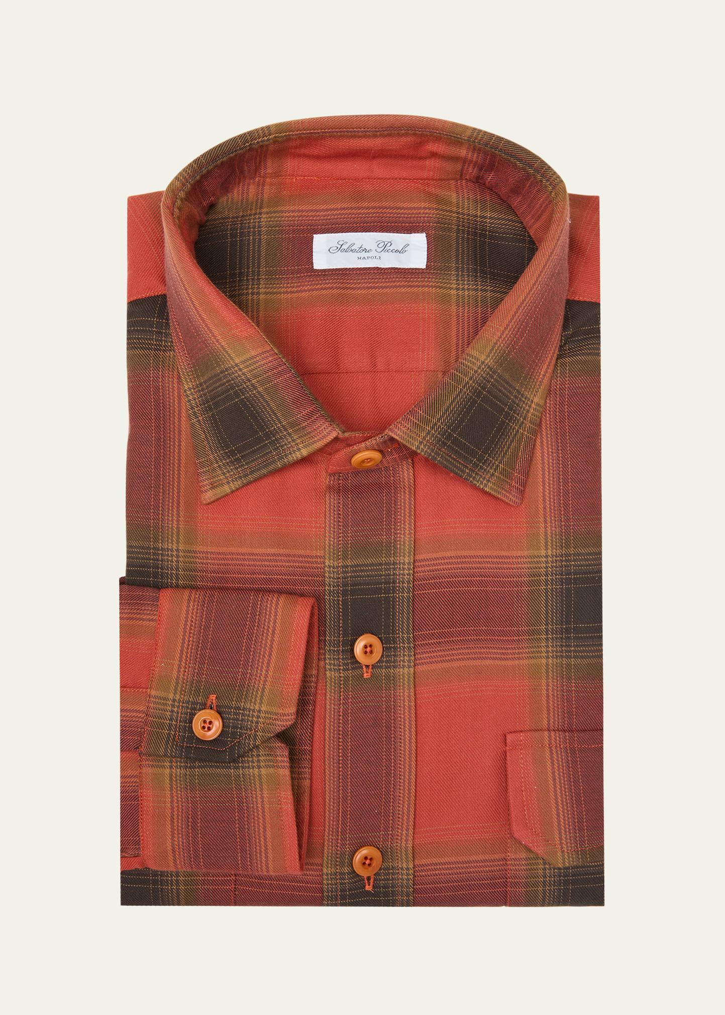 Mens Cotton Plaid Casual Button-Down Shirt Product Image