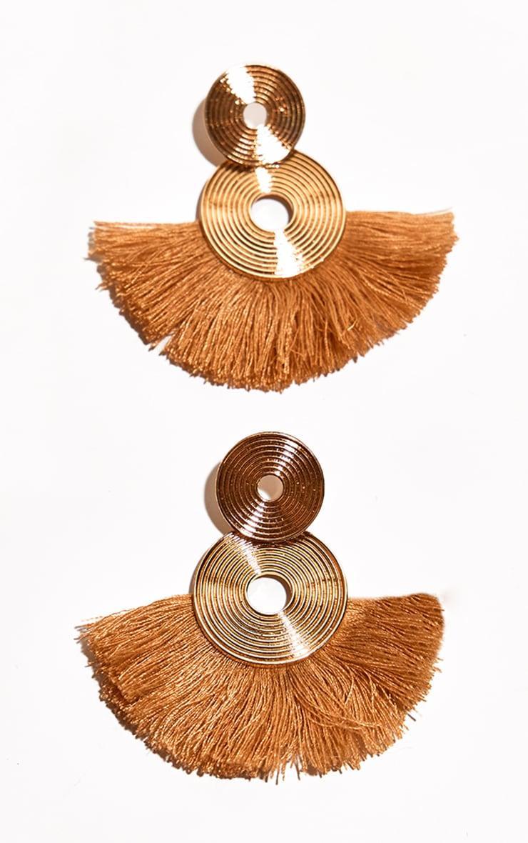 Gold Fringe Disk Statement Earrings Product Image