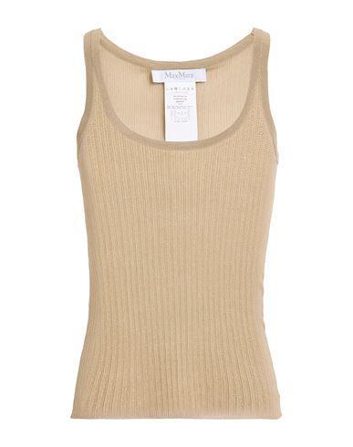 MAX MARA Woman Tank Top Khaki Size M Silk In Beige Product Image