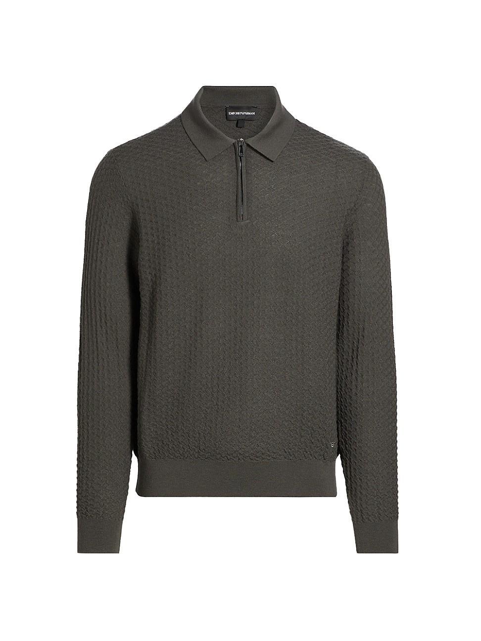 Mens Virgin Wool Long-Sleeve Polo Shirt Product Image