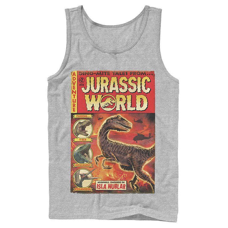 Mens Jurassic World Two Dino-Mite Tales Vintage Tank Top Athletic Grey Product Image