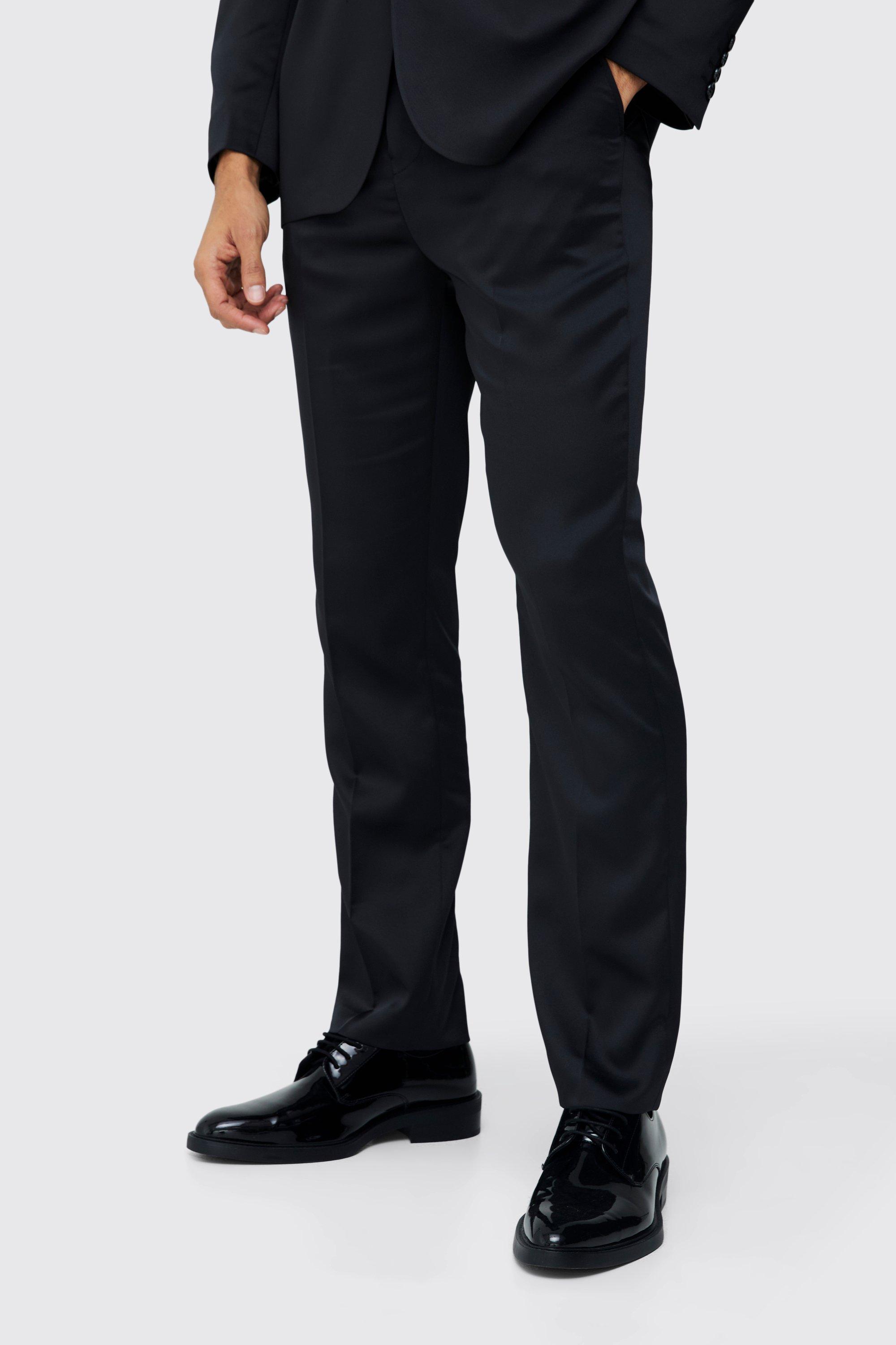 Fixed Waist Straight Satin Tailored Trouser | boohooMAN USA Product Image