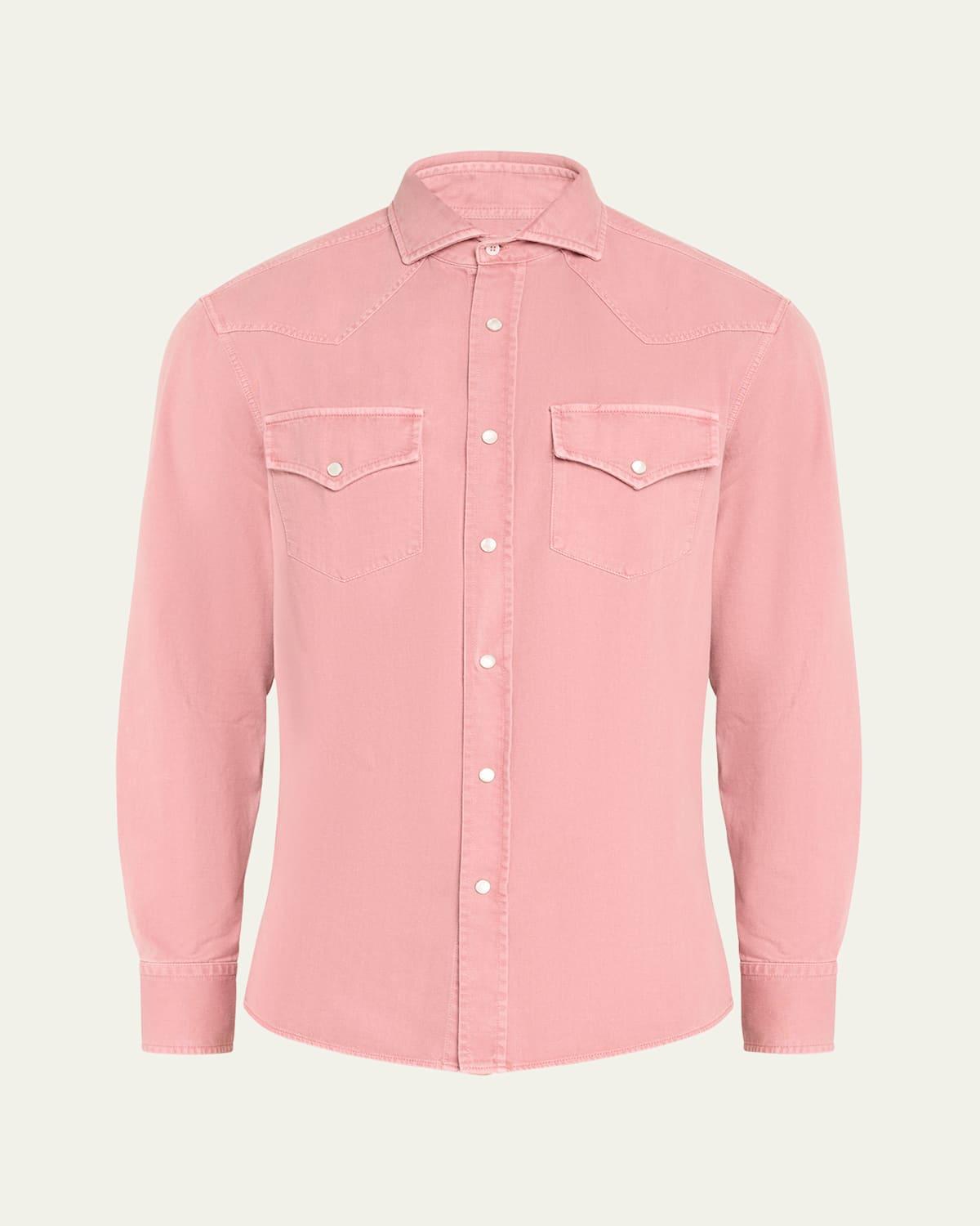 Mens Easy Fit Western Shirt In Lightweight Denim Product Image