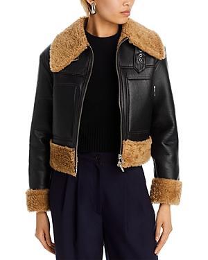 A. l.c. Faux Leather & Faux Fur Trim Jacket Product Image