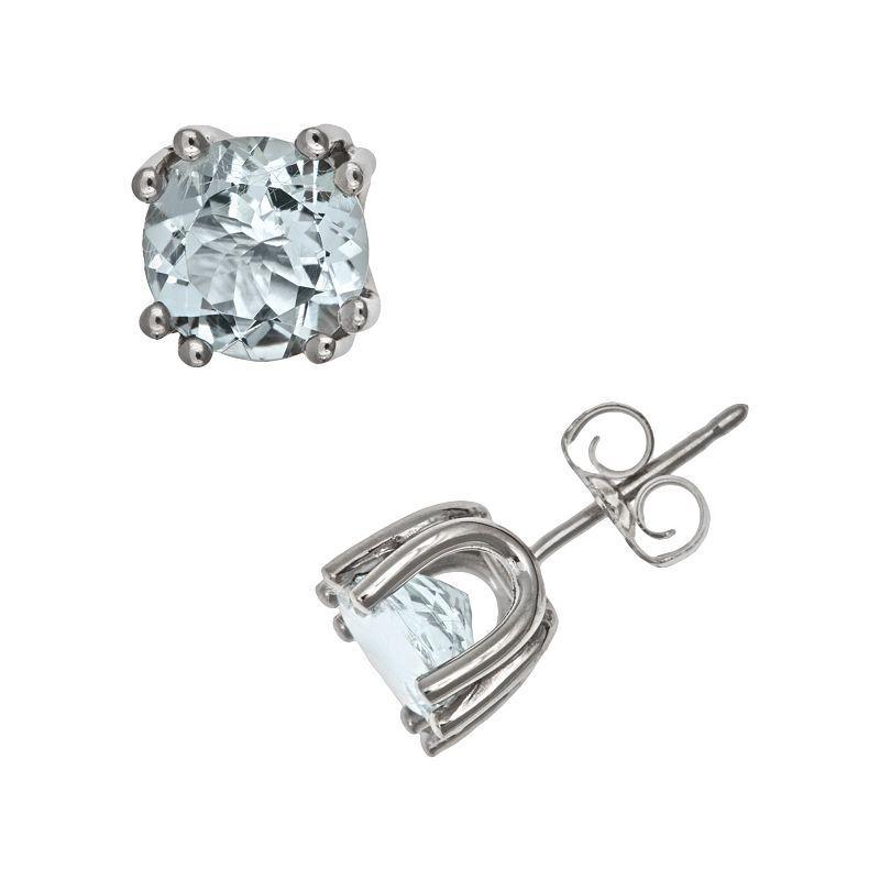 Celebration Gems Sterling Silver Aquamarine Stud Earrings, Womens, Blue Product Image