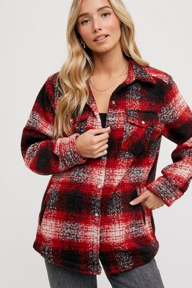 Button Down Flannel Plaid Shacket Product Image