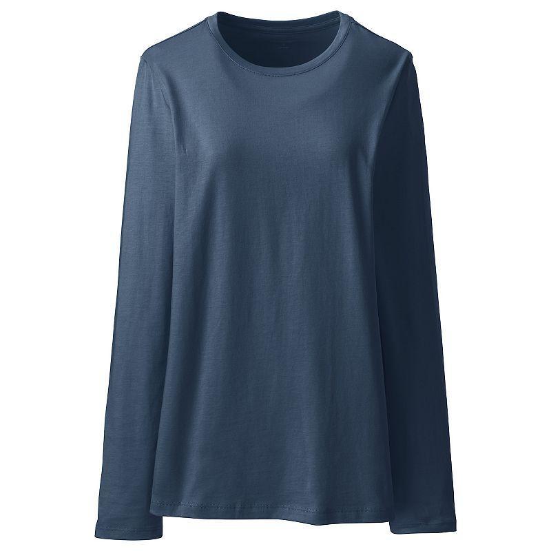 Lands End Womens Relaxed Supima Cotton Long Sleeve Crewneck T-Shirt Product Image