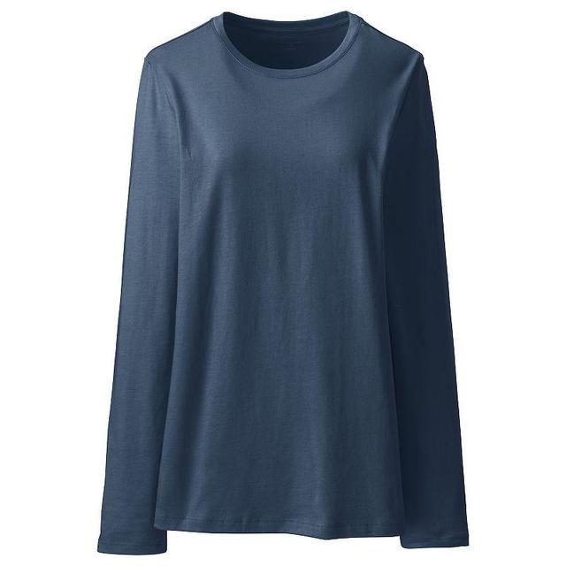 WomensLands End Relaxed-Fit Supima Cotton Crewneck Tee Radiant Blue Product Image