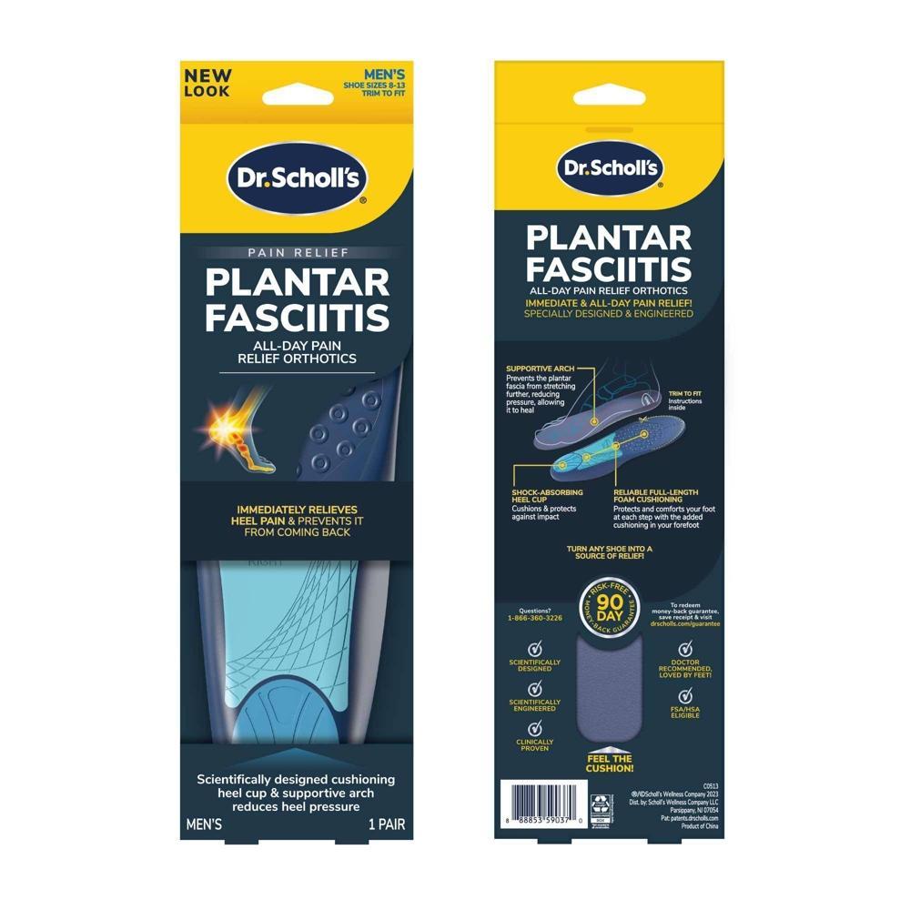 Dr. Scholl's Cut to Fit Inserts Plantar Fasciitis Men's Pain Relief Orthotics - 1pair - Size (8-13) Product Image