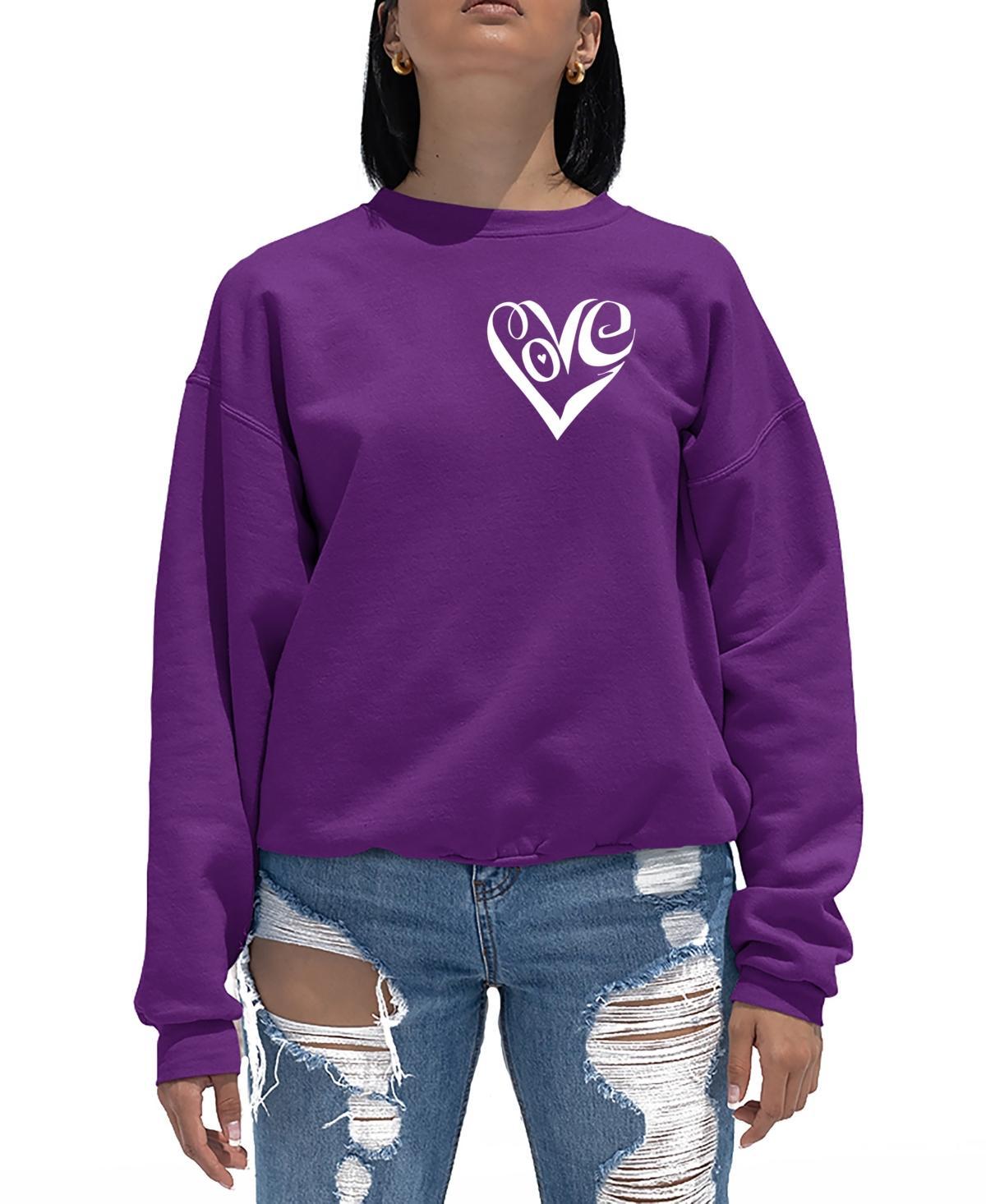 La Pop Art Womens Word Art Script Heart Crewneck Sweatshirt Product Image