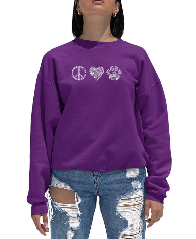 La Pop Art Womens Peace Love Cats Word Art Crewneck Sweatshirt Product Image