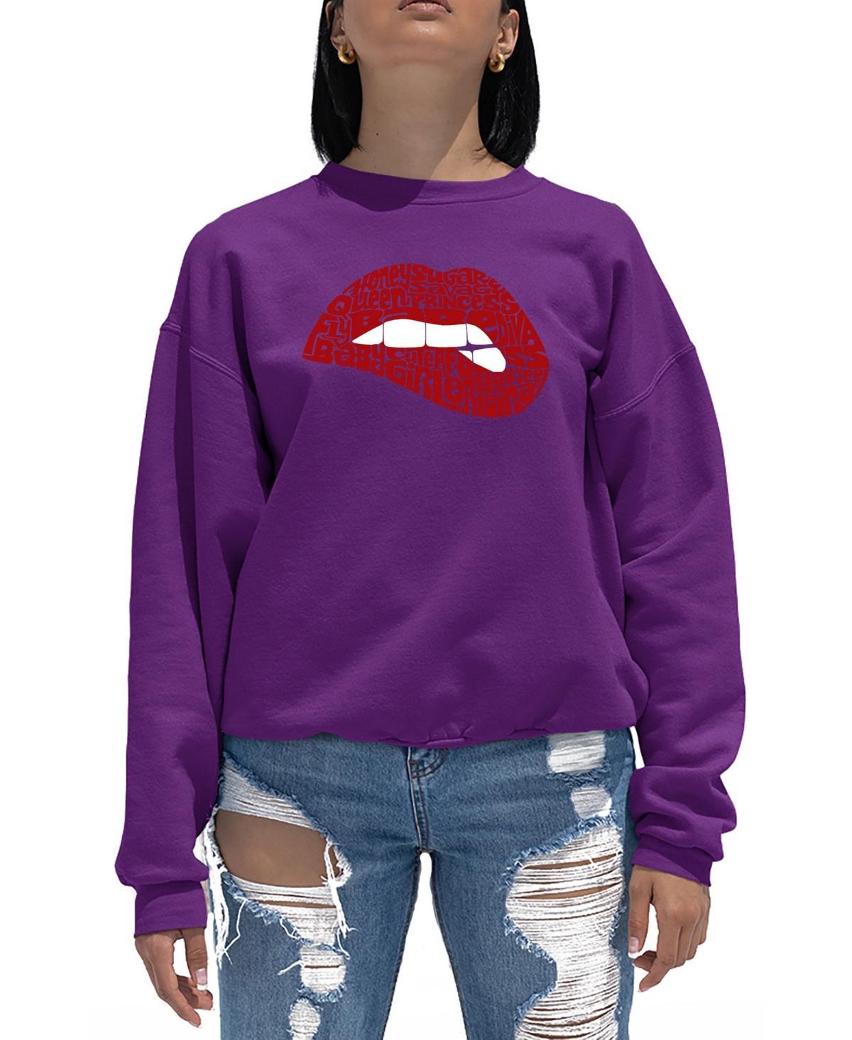 Womens Word Art Crewneck Savage Lips Sweatshirt Product Image