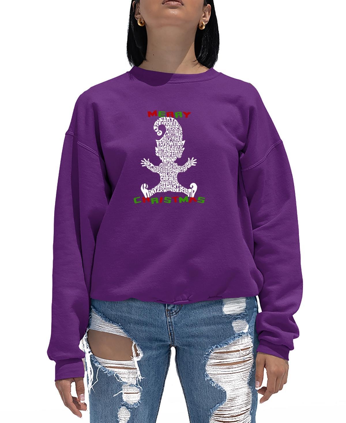 La Pop Art Womens Christmas Elf Word Art Crewneck Sweatshirt Product Image