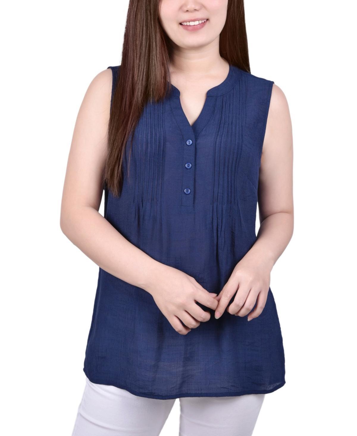 Womens Sleeveless Pintucked Blouse Product Image