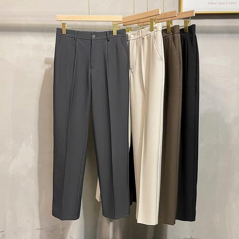 High Waist Plain Tapered Dress Pants Product Image