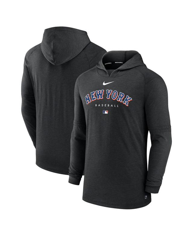 Mens Nike Heather Black New York Mets Authentic Collection Early Work Tri-Blend Performance Pullover Hoodie Product Image