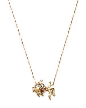 Bloomingdales Rainbow Multi Gemstone & Diamond Fish Pendant Necklace in 14K Yellow Gold, 17 Product Image