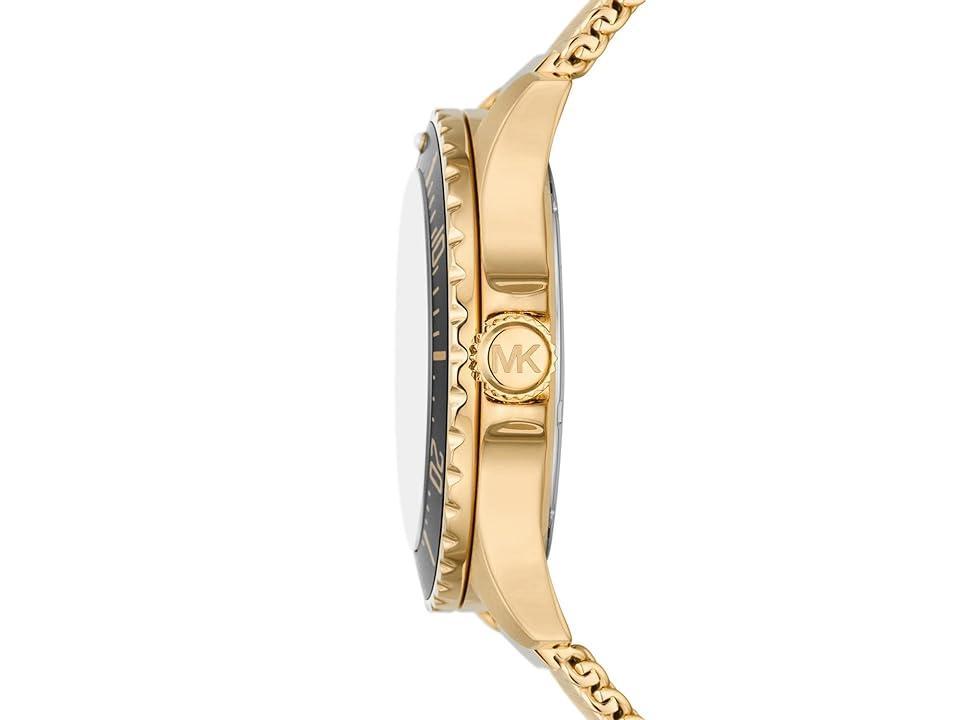 Michael Kors Mens Everest Three-Hand Gold-Tone Stainless Steel Mesh Bracelet Watch Product Image