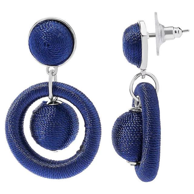 Sonoma Goods For Life Silver Tone Thread-Wrapped Open Circle Orbital Drop Earrings, Womens, Blue Product Image