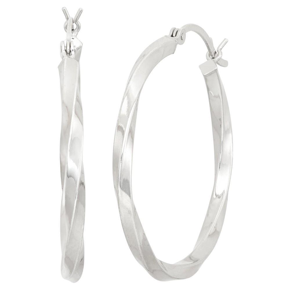 Jordan Blue Sterling Silver Twist Hoop Earrings, Womens, Grey Product Image