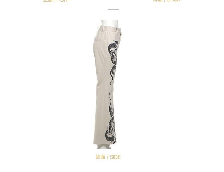 High Waist Snake Print Flared Pants Product Image