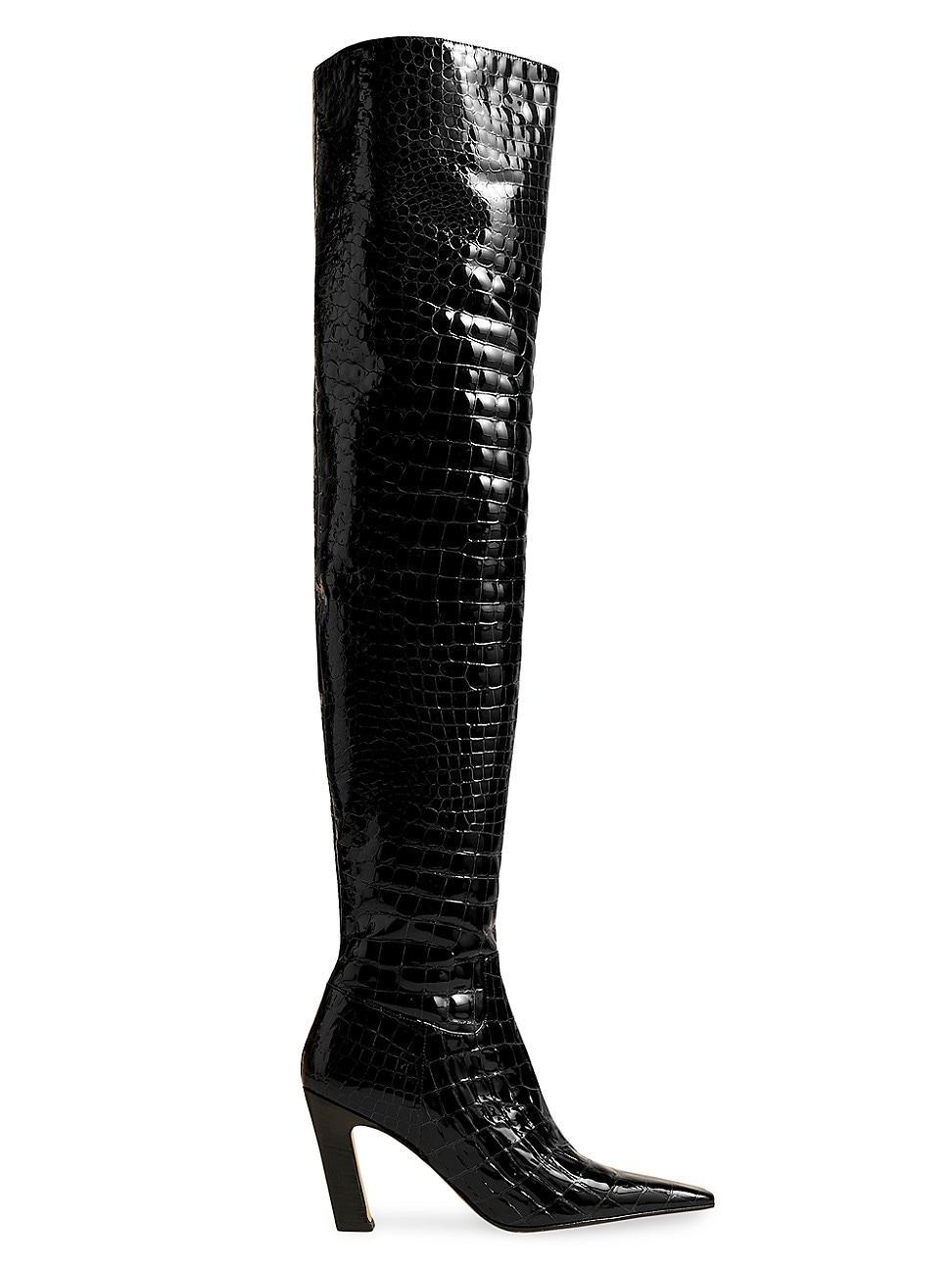 Womens Marfa 85MM Crocodile-Embossed Leather Over-The-Knee Boots Product Image