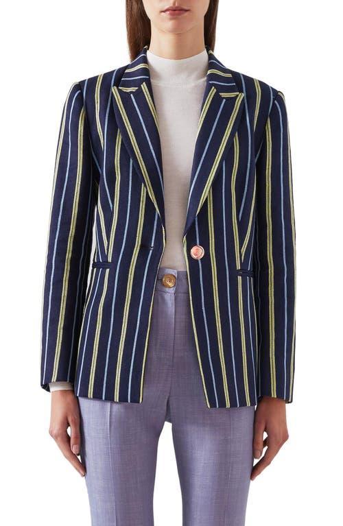 LK Bennett Mya Stripe Linen Blend Blazer Product Image