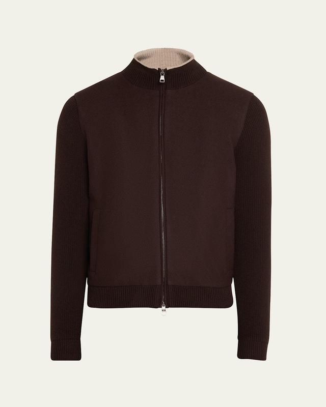 Mens Wool Knit Full-Zip Bomber Jacket Product Image