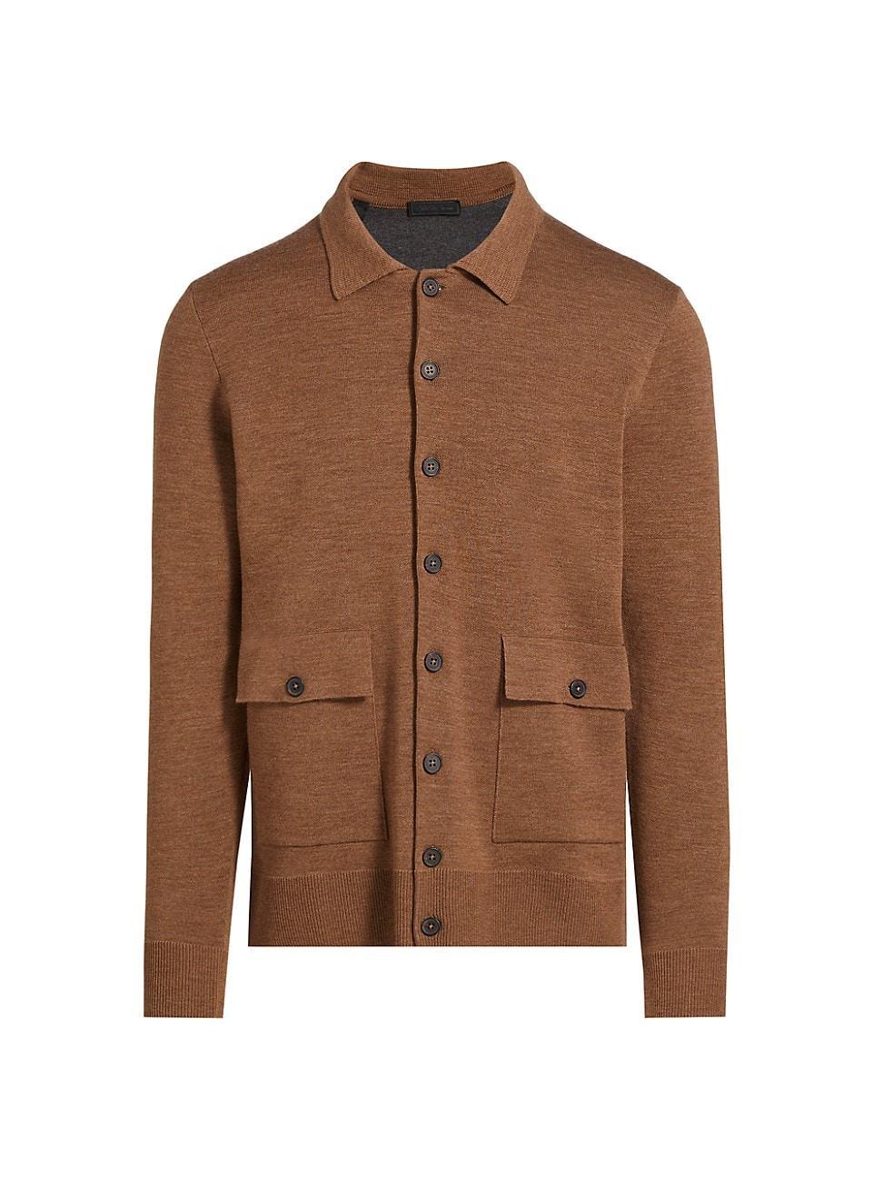 Mens COLLECTION Wool-Blend Button-Front Cardigan Product Image