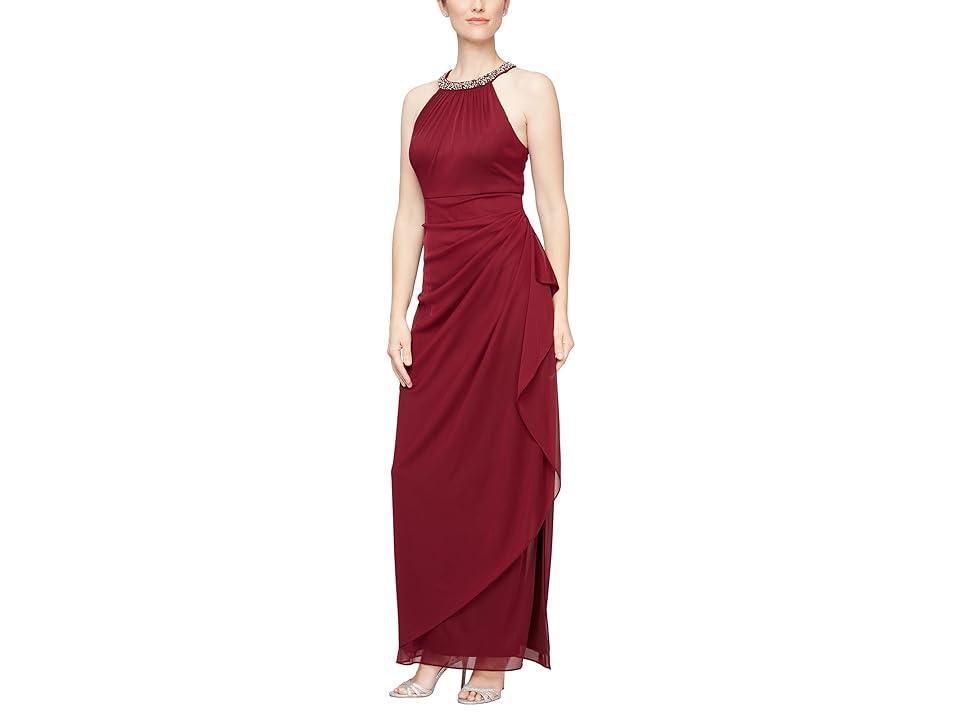 Alex Evenings Embellished Halter Ruched Column Formal Gown Product Image