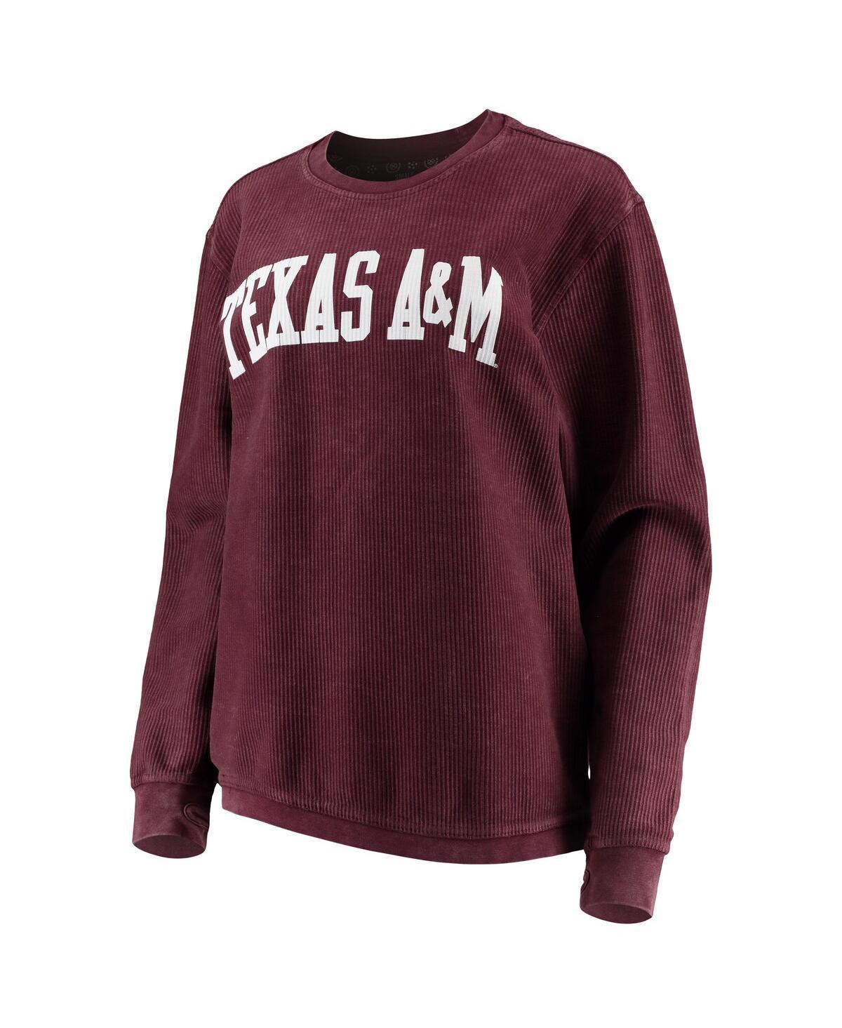 Womens Pressbox Maroon Texas A&M Aggies Comfy Cord Vintage Wash Basic Arch Pullover Sweatshirt Product Image