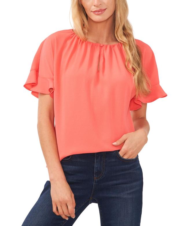 CeCe Ruffle Sleeve Crepe Blouse Product Image