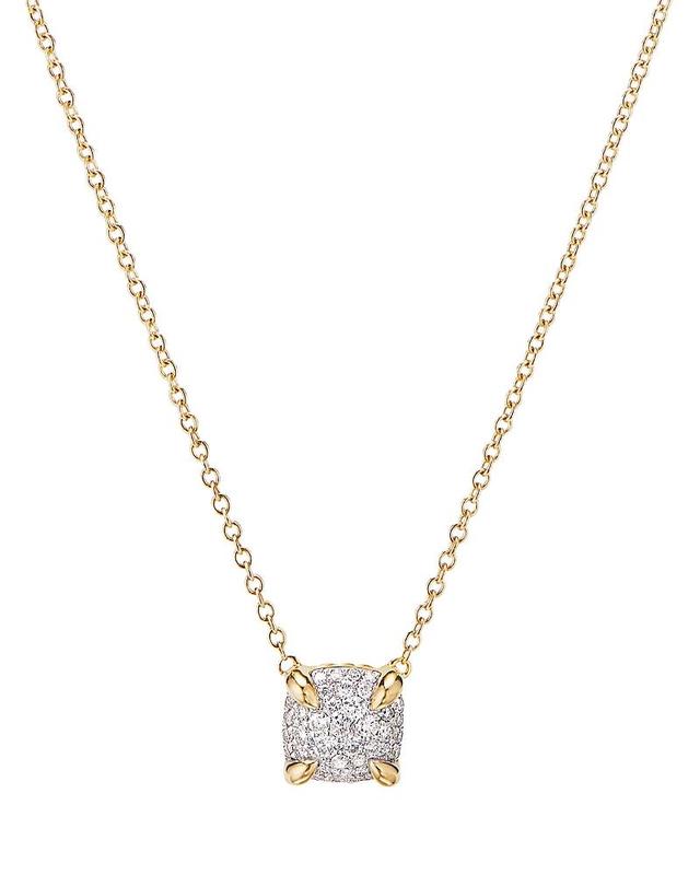 Womens Chatelaine Pendant Necklace in 18K Yellow Gold with Full Pav Diamonds Product Image