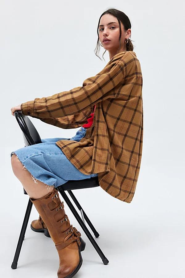 Urban Renewal Remade Overdyed Flannel Shirt Womens at Urban Outfitters Product Image