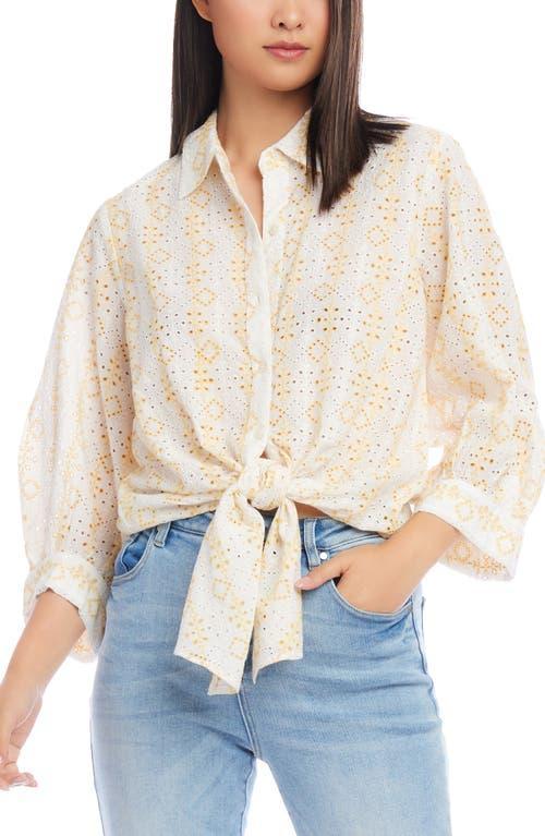 Karen Kane Embroidered Eyelet Tie Front Shirt Product Image